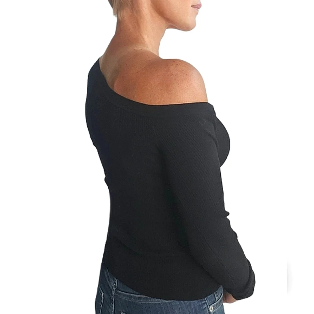 ❤️SPECIAL❤️A.L.C. Black Longsleeve Top With Asymmetrical Neckline - Picture 9 of 10